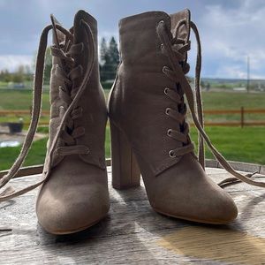 Lace Up Bootie Heels by Just Fab